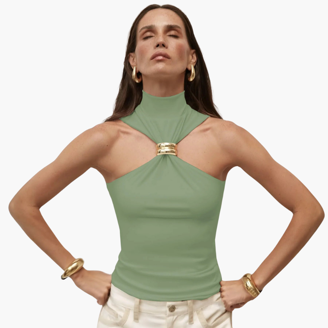 Gold-Akzent Haltertop für Damen