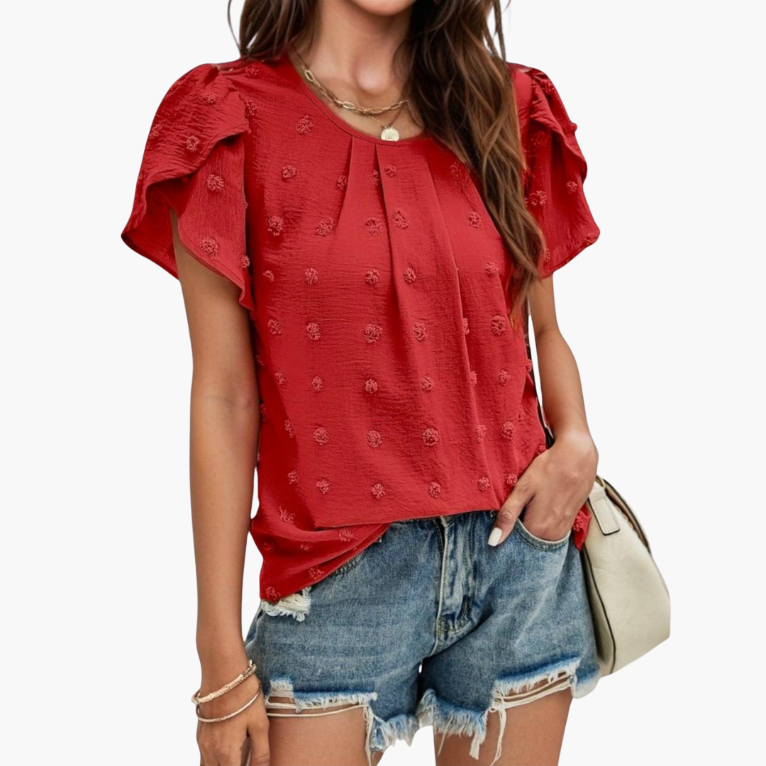 Swiss Dot Bluse mit Blumenärmeln für Damen