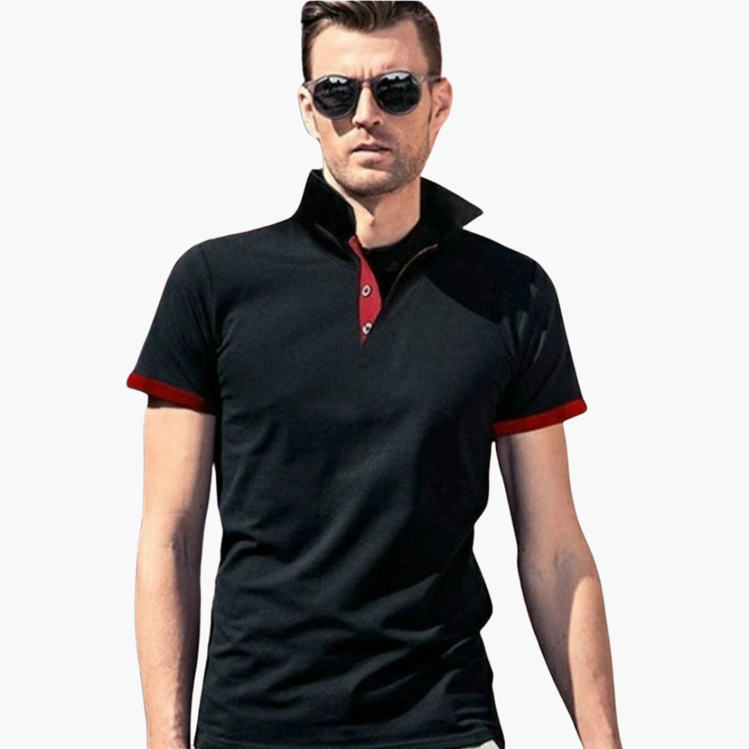 Geripptes Poloshirt mit Kontrast für Herren