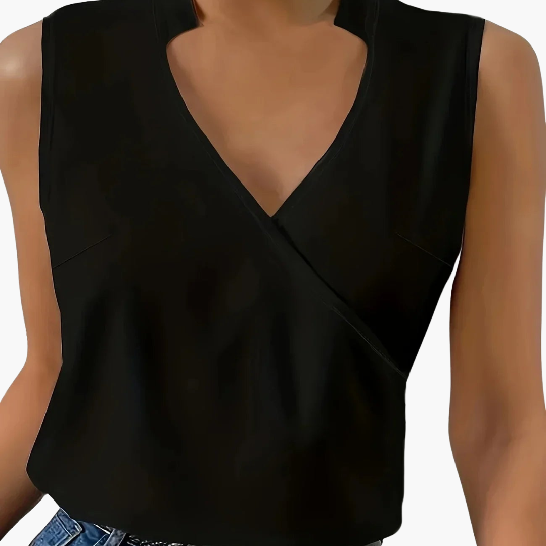 Ärmellose Wickelbluse mit Kragen für Damen