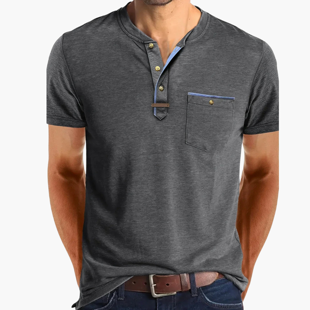 Henley T-Shirt mit Ziernähten für Herren