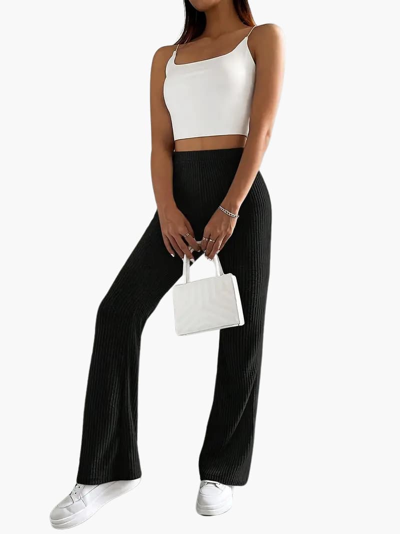 Hohe Taille Weitbein Hose für Damen
