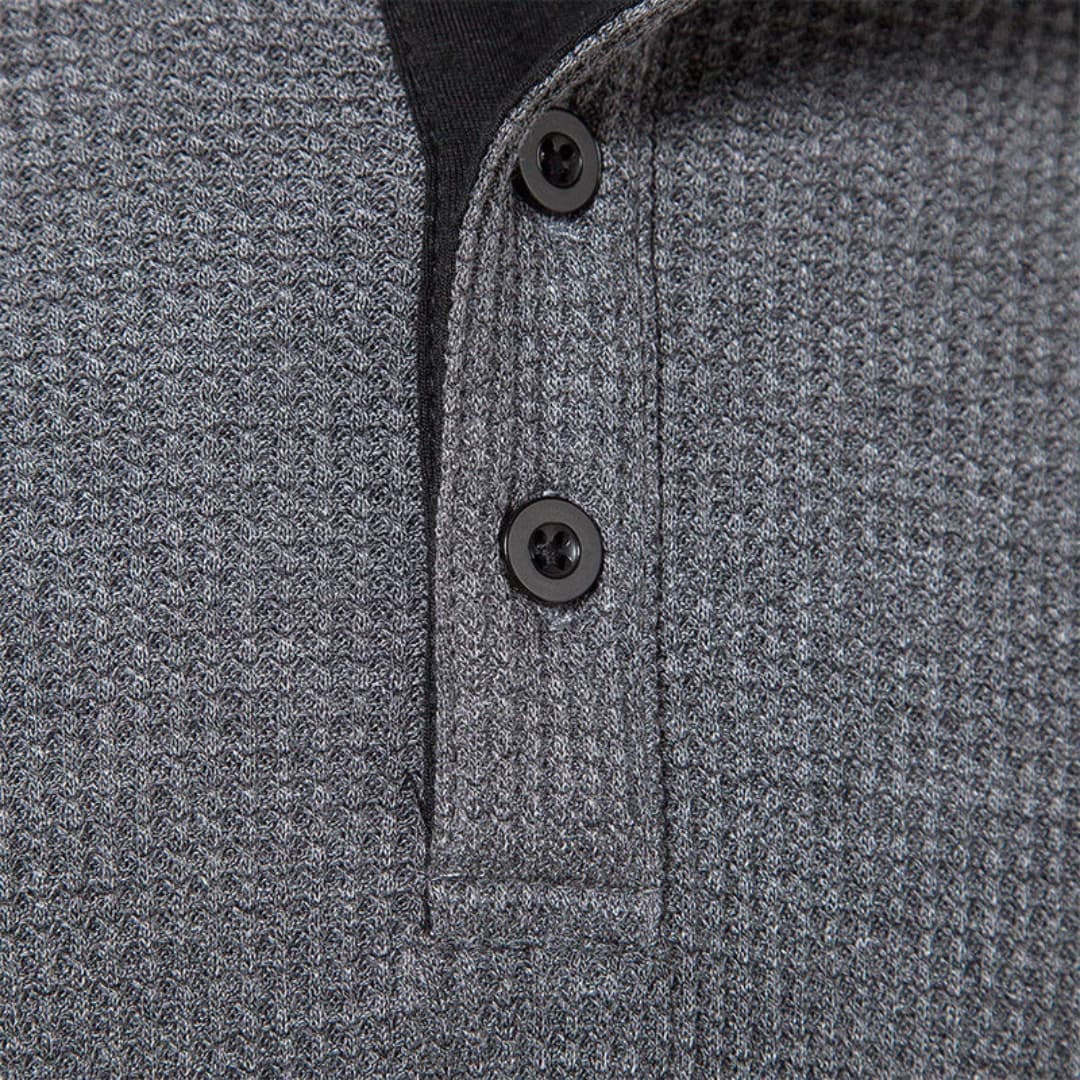 Herren-Henley-Langarm-T-Shirt