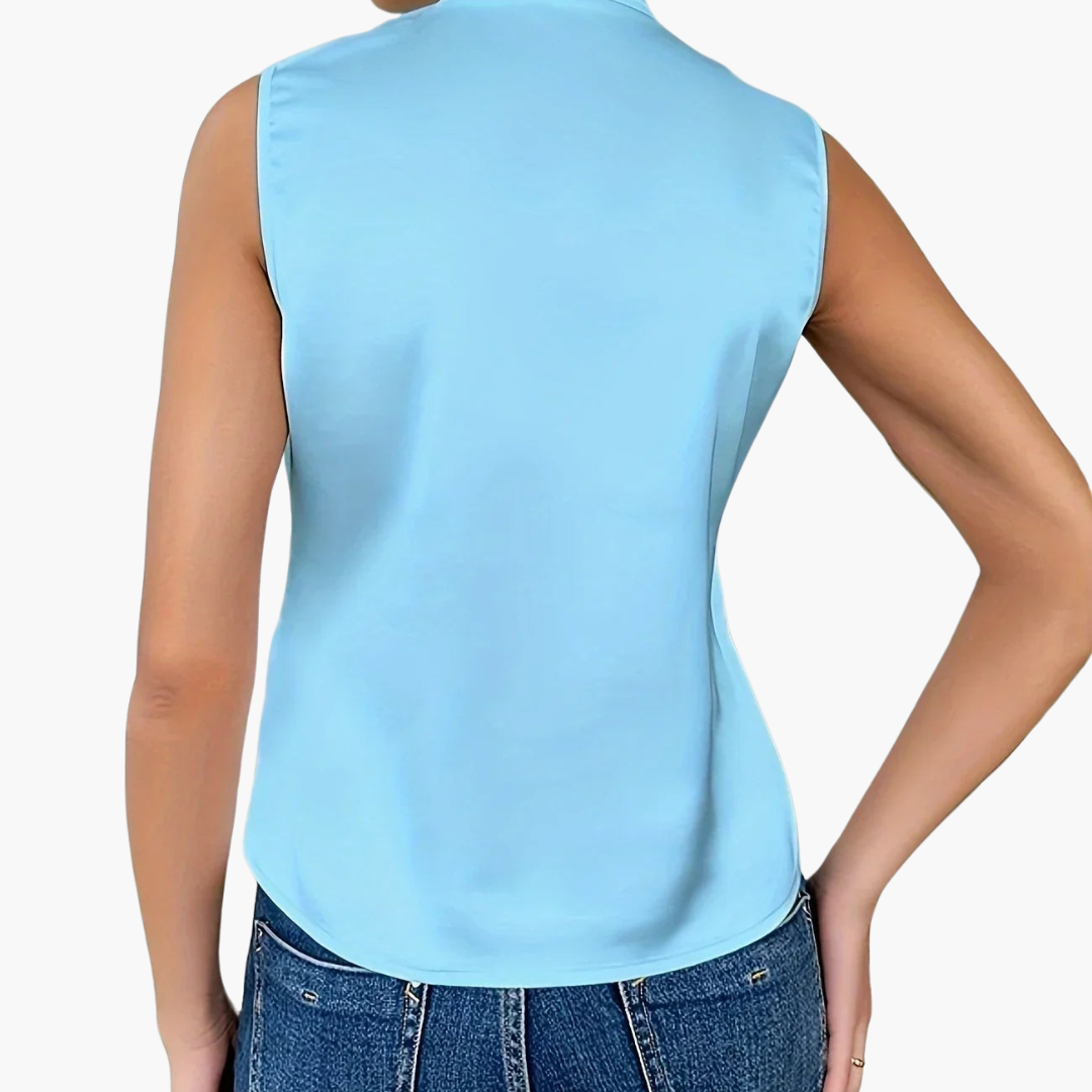 Ärmellose Wickelbluse mit Kragen für Damen