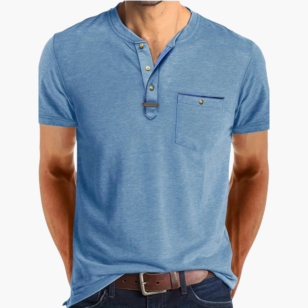 Henley T-Shirt mit Ziernähten für Herren