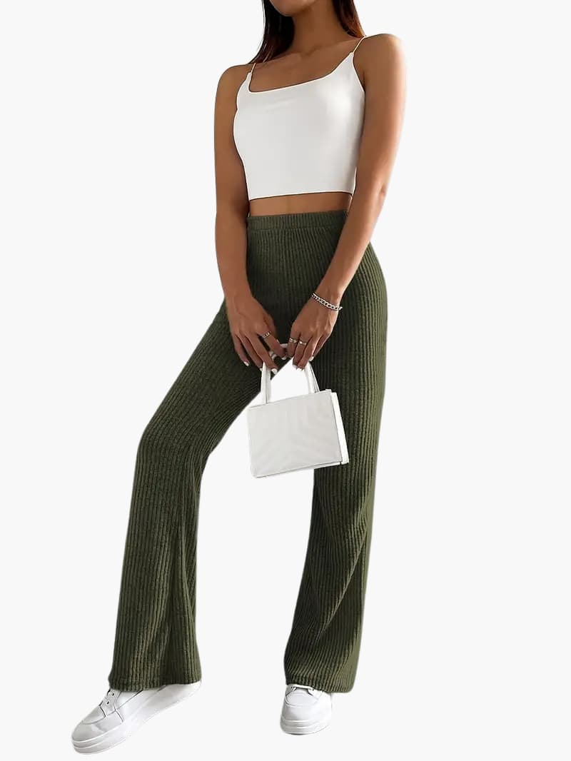 Hohe Taille Weitbein Hose für Damen