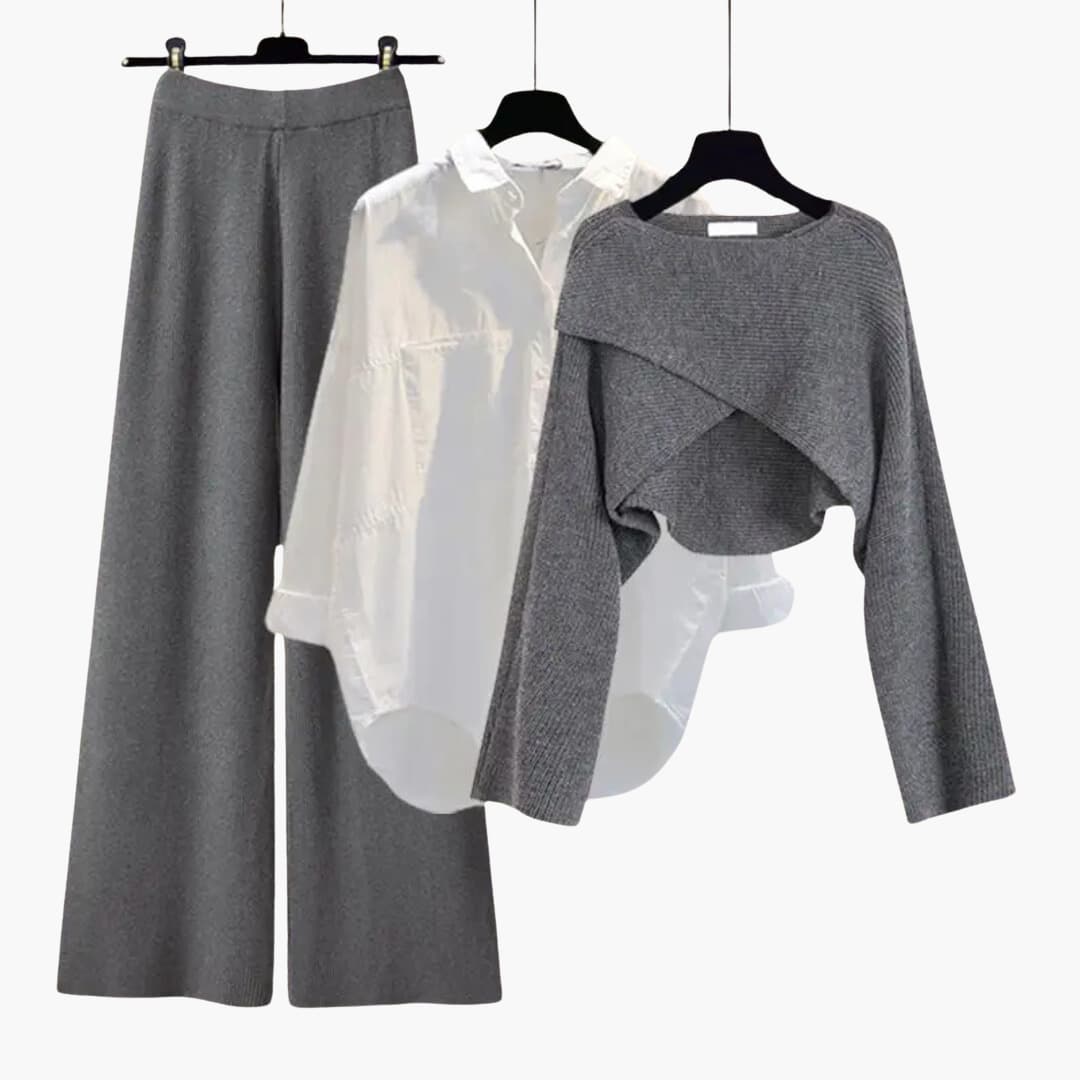 Dreiteiliges Lounge-Set mit Strick für Damen