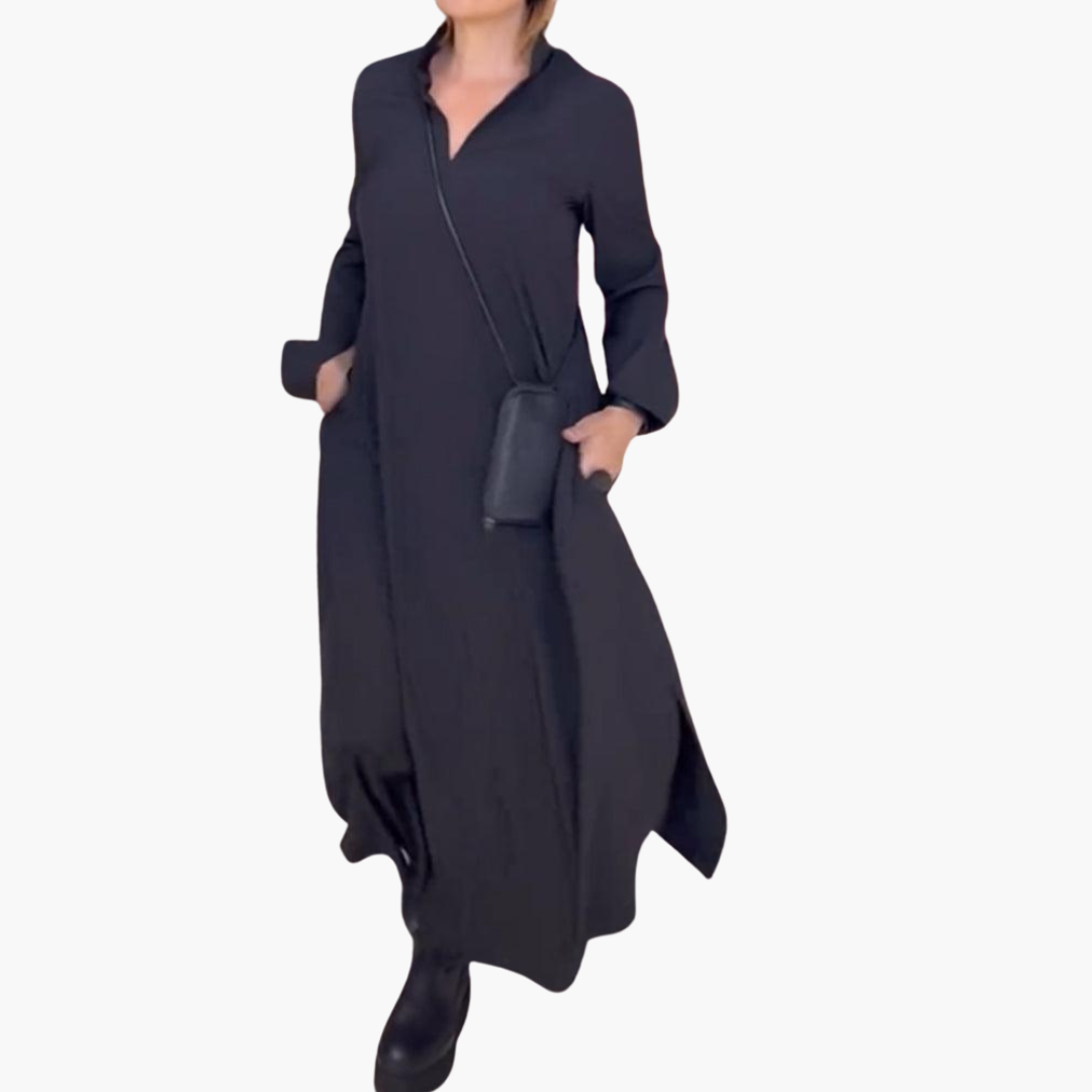 Knopfleisten Maxikleid mit Seitenschlitz für Damen
