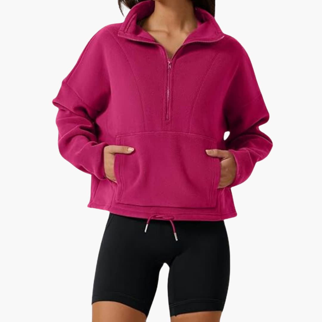 Halb-Zip Fleece-Sweatshirt für Damen