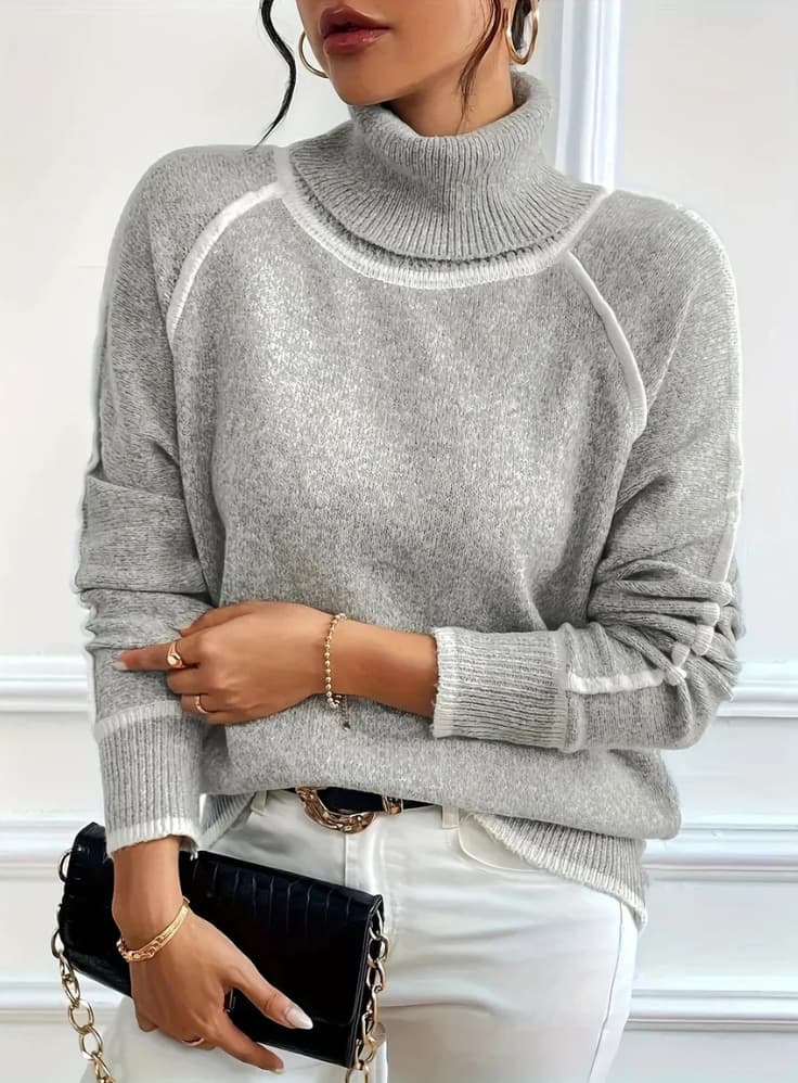 Gerippter Rollkragenpullover für Damen