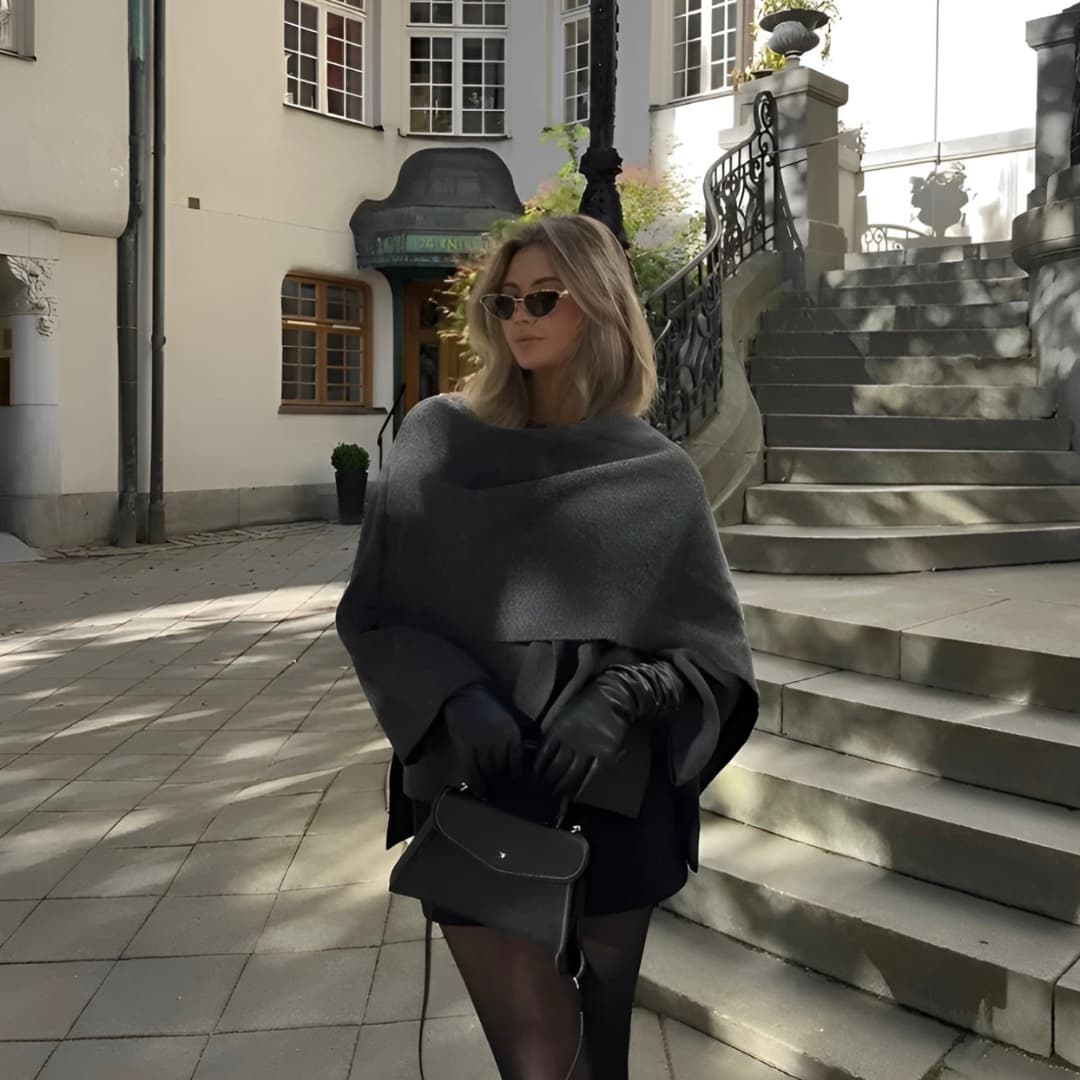Cape Mantel mit Drapierung für Damen