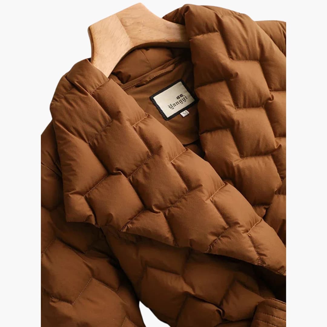 Gesteppter Daunenmantel mit Gürtel für Damen