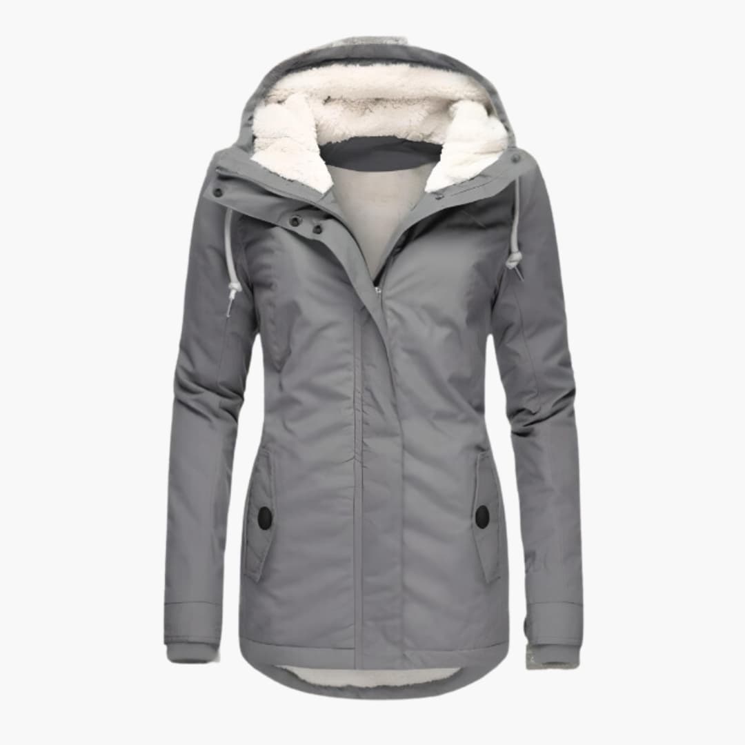 Langer Wintermantel mit Kapuze für Damen