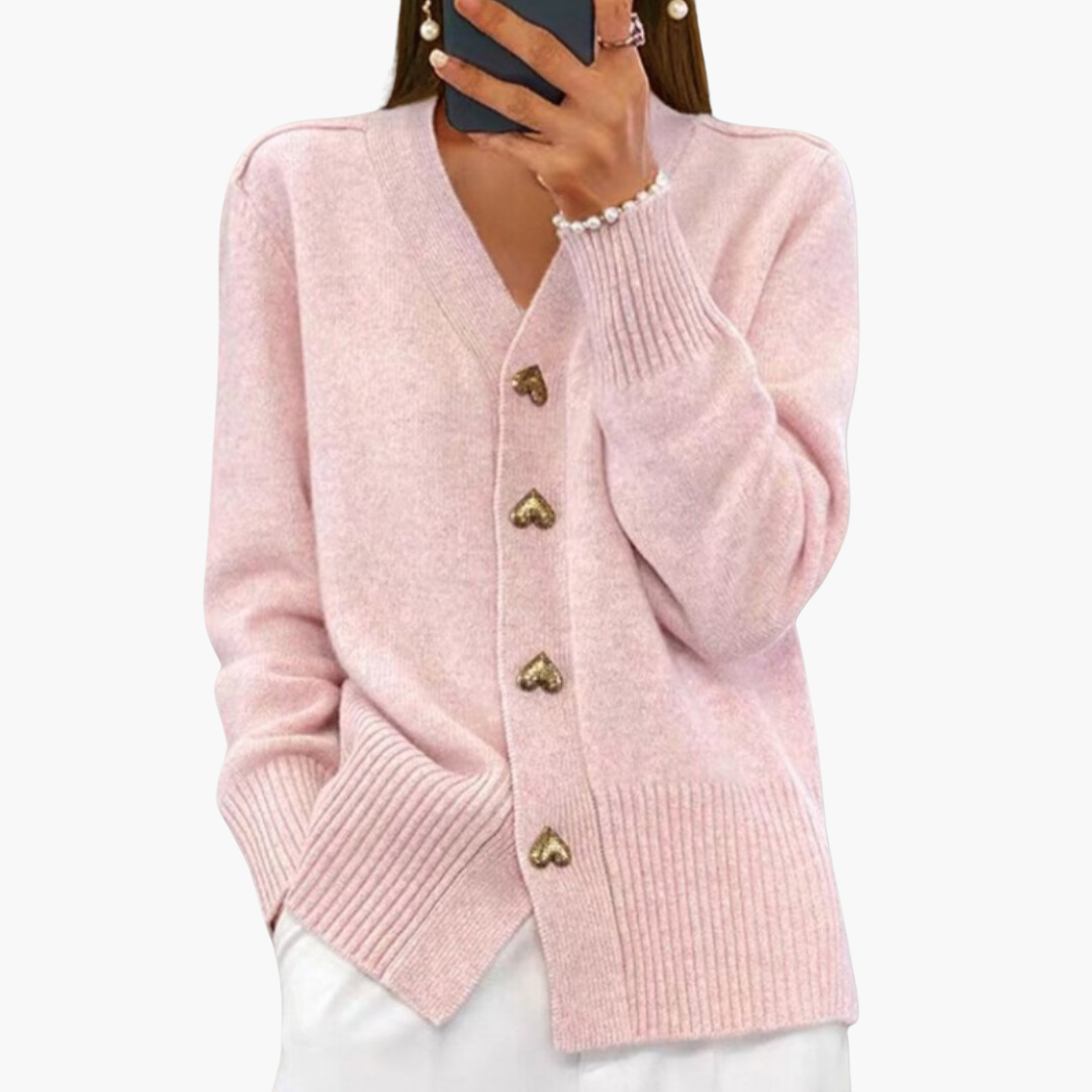 Herzknopf Strickcardigan für Damen