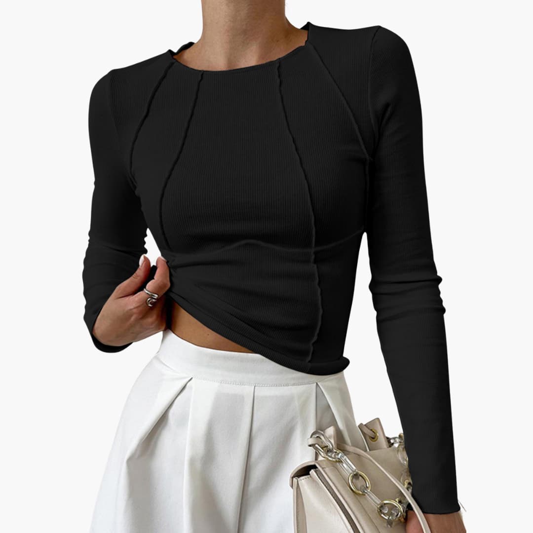 Geripptes Langarmtop für Damen