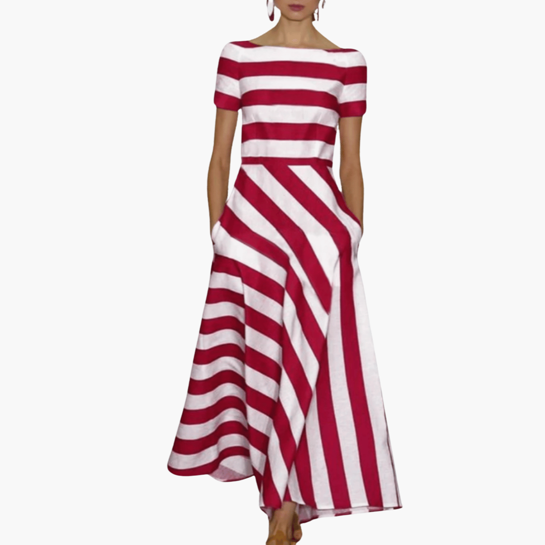 Angelika | Handgemachtes gestreiftes Maxikleid