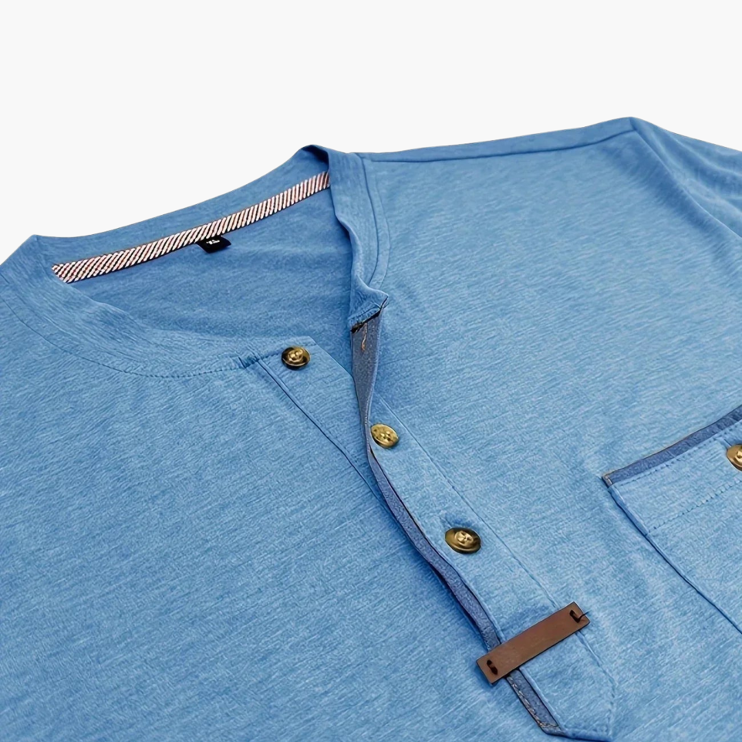 Henley T-Shirt mit Ziernähten für Herren