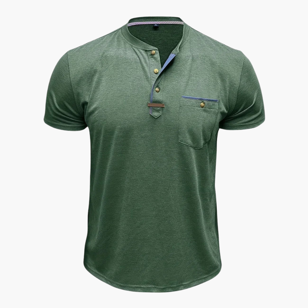 Henley T-Shirt mit Ziernähten für Herren
