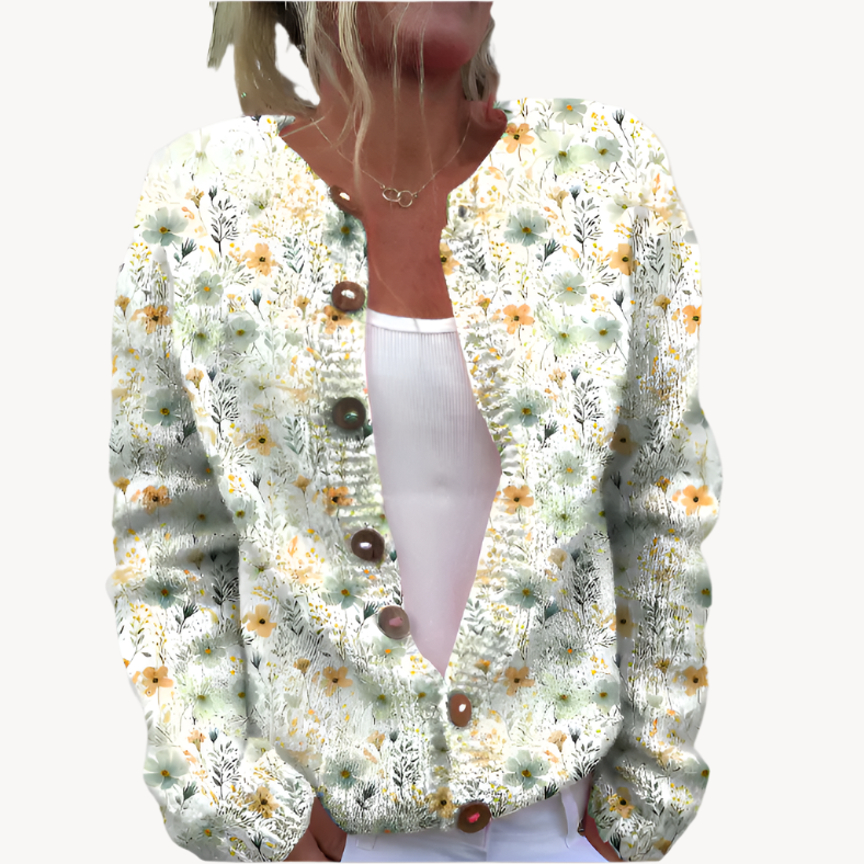 Geblümter Strickcardigan für Damen