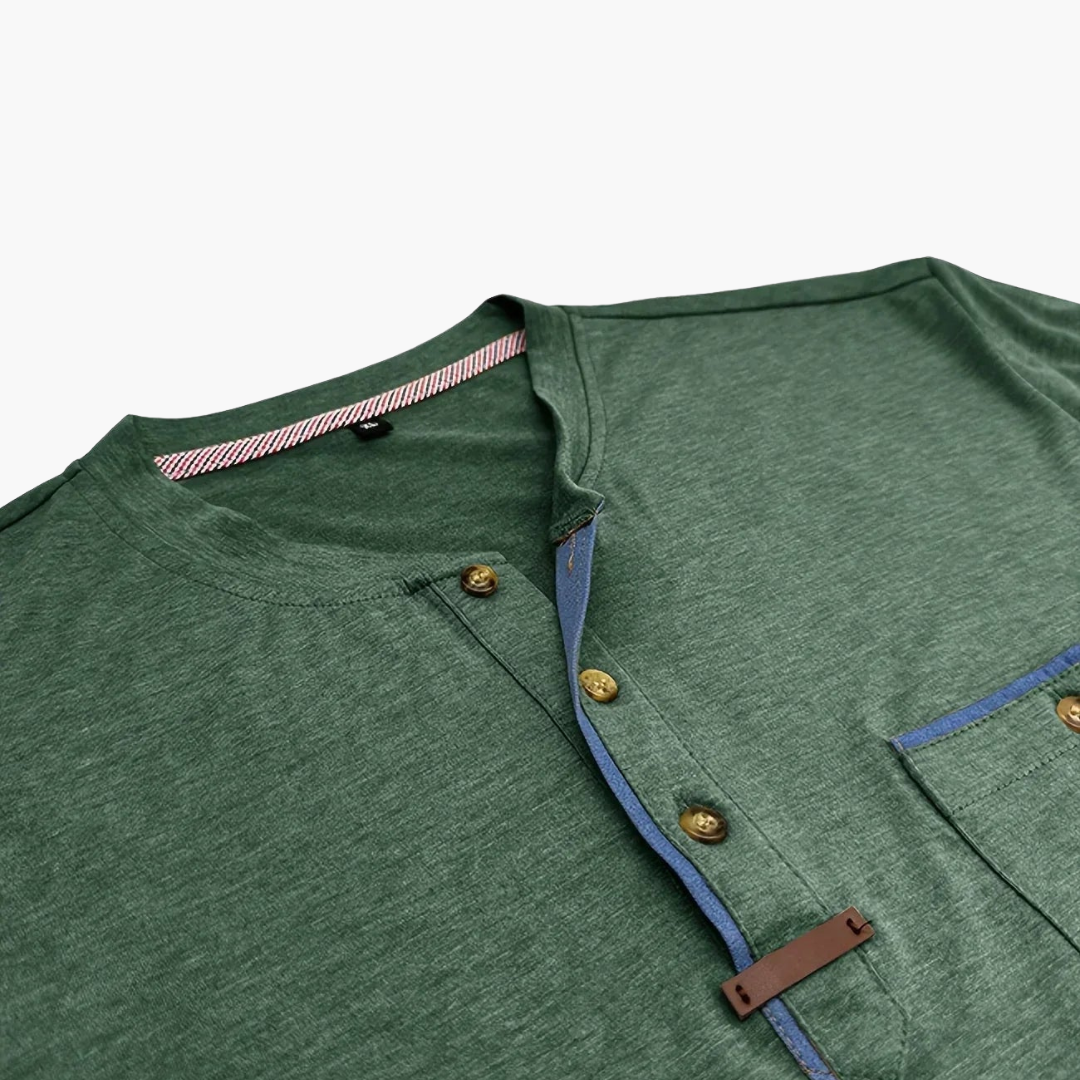Henley T-Shirt mit Ziernähten für Herren