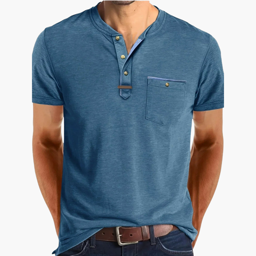 Henley T-Shirt mit Ziernähten für Herren