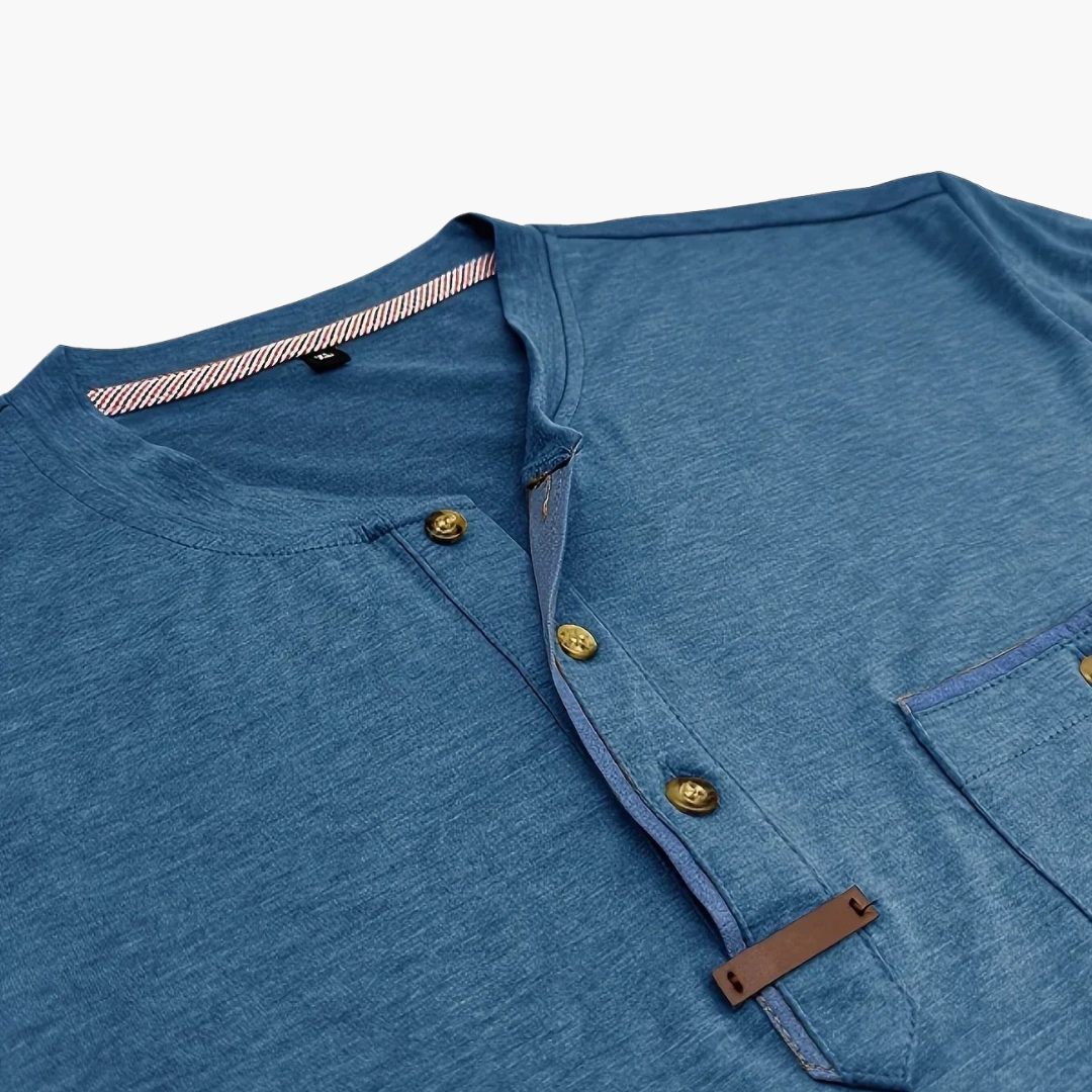 Henley T-Shirt mit Ziernähten für Herren