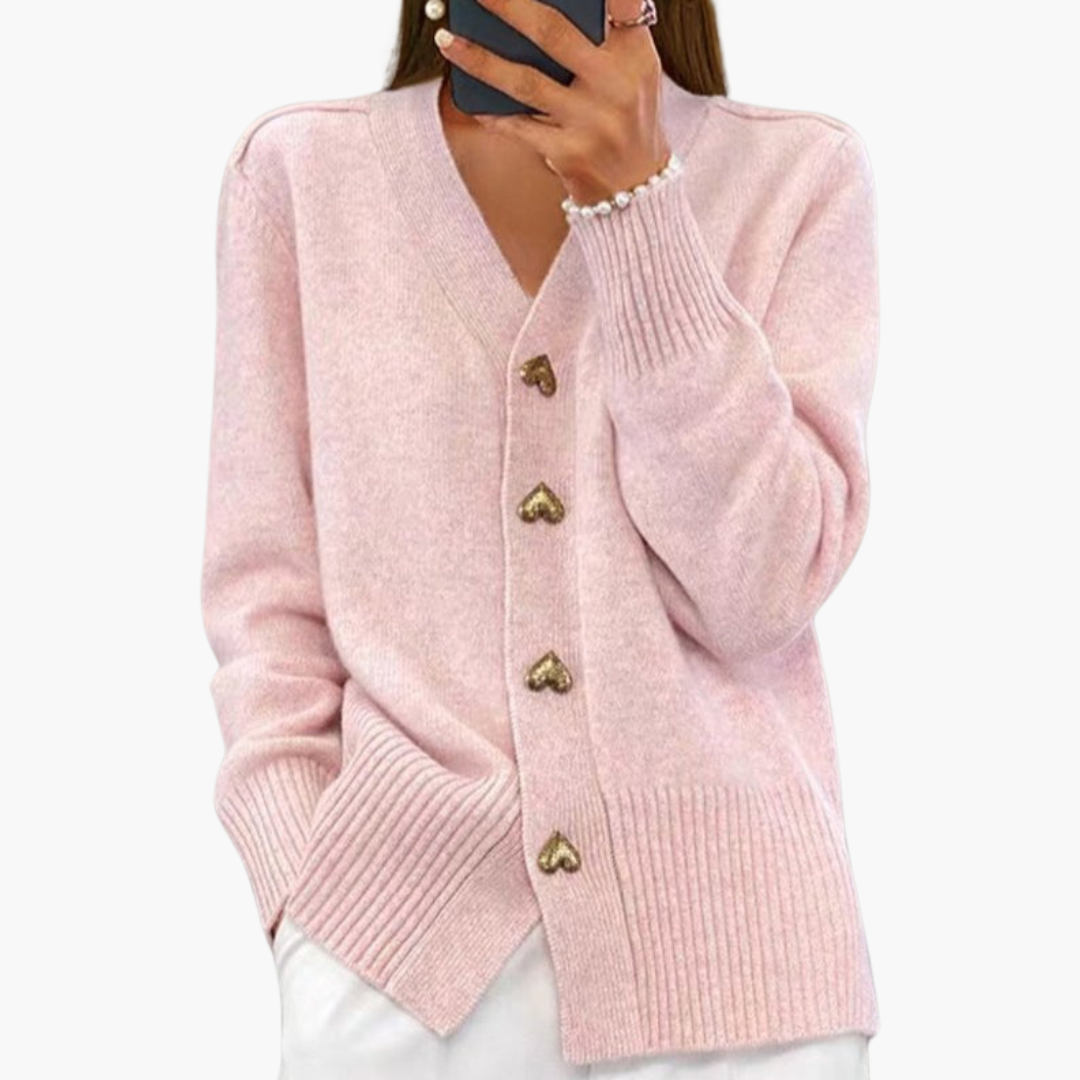 Herzknopf Strickjacke für Damen