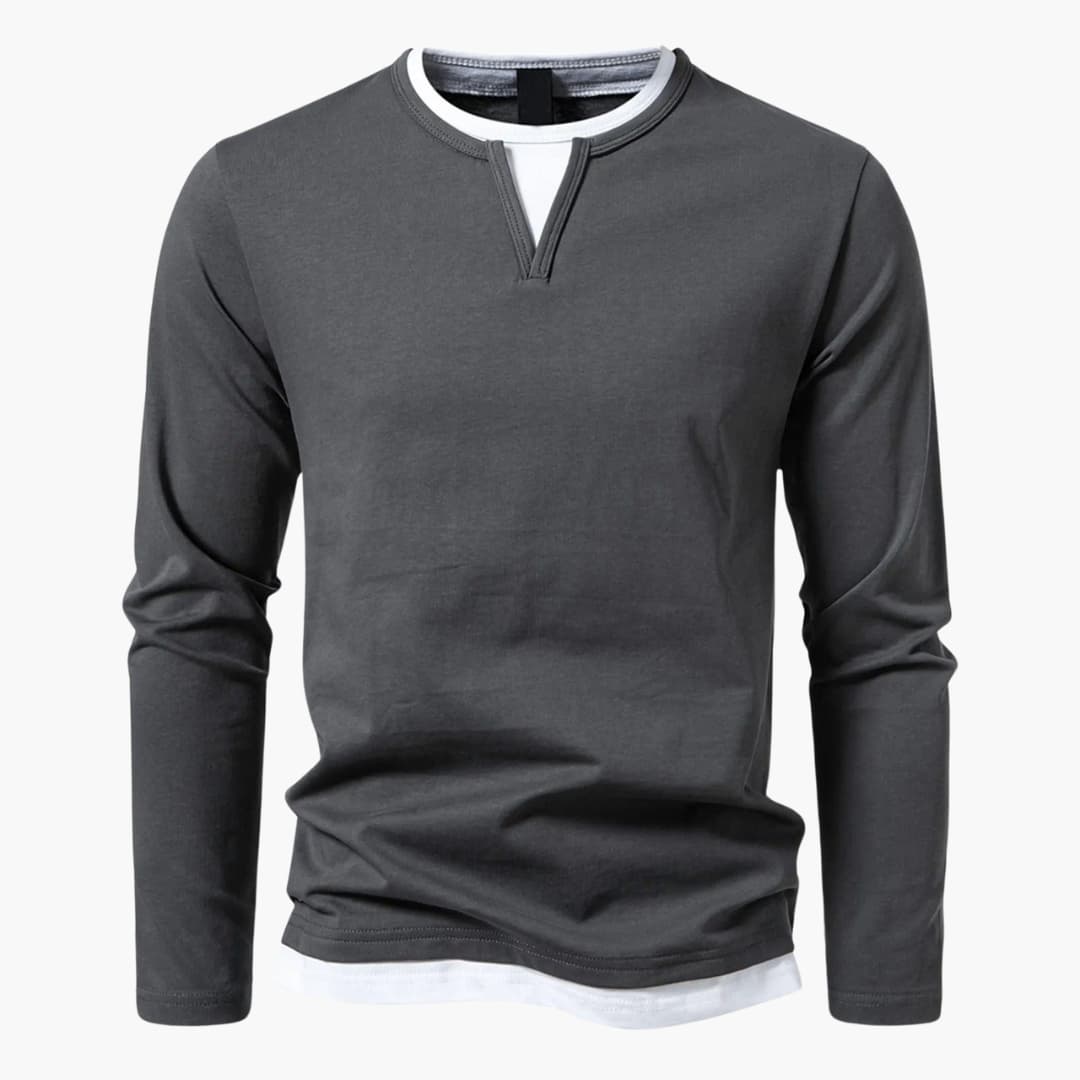 Zweilagiger Pullover mit Kragen für Herren