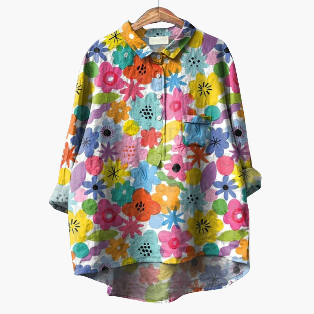 Handgefertigte Blumen Bluse für Damen