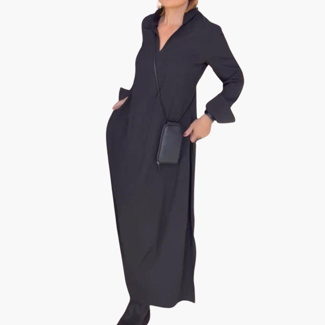 Knopfleisten Maxikleid mit Seitenschlitz für Damen