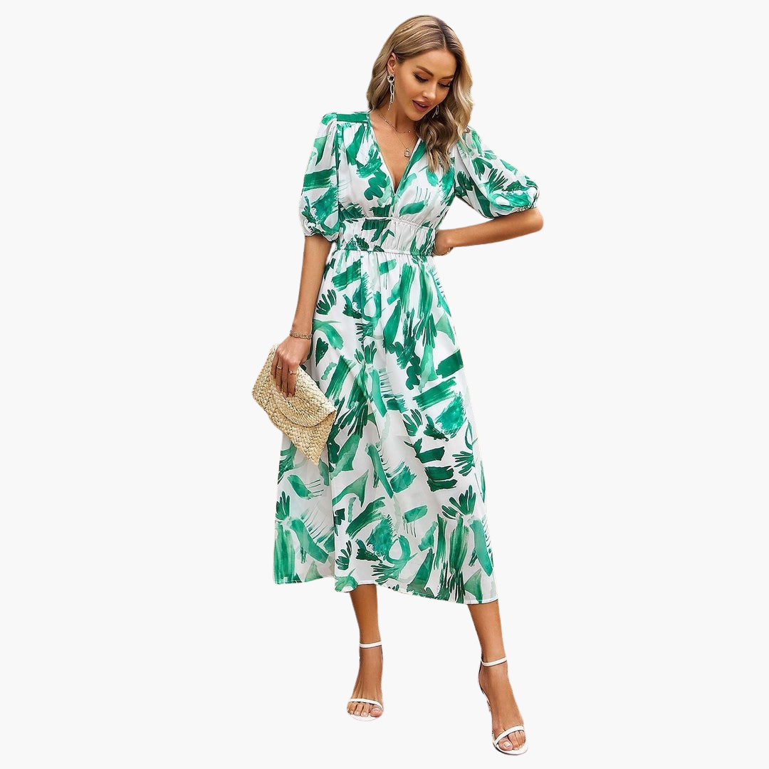 Blumen Midikleid mit Puffärmeln für Damen