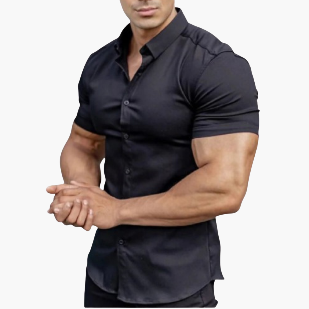 Slim Fit Kurzarmhemd mit Stehkragen für Herren