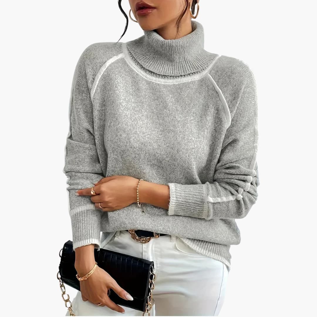 Gestreifter Rollkragenpullover für Damen