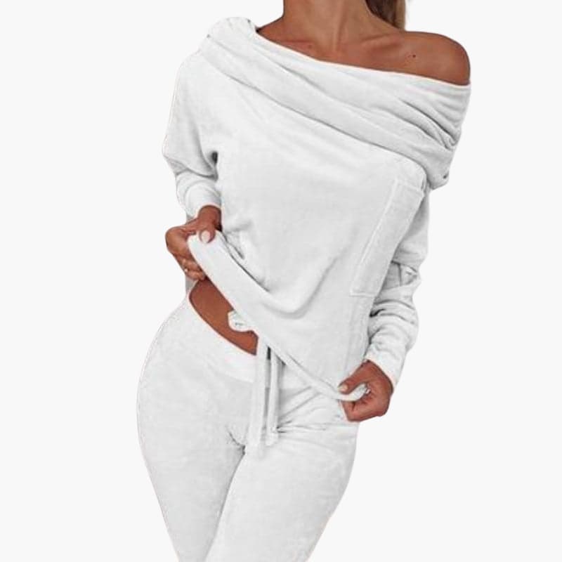 Schulterfreies Zweiteiler Lounge Set für Damen