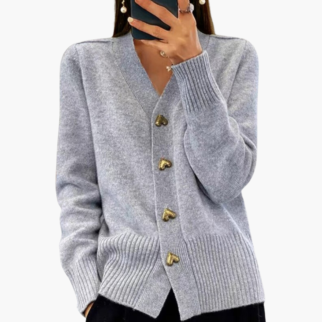 Herzknopf Strickcardigan für Damen