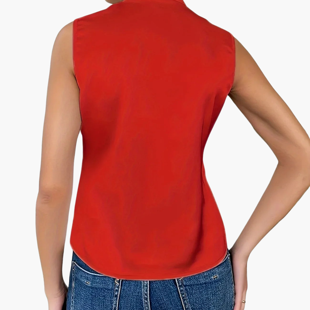 Ärmellose Wickelbluse mit Kragen für Damen