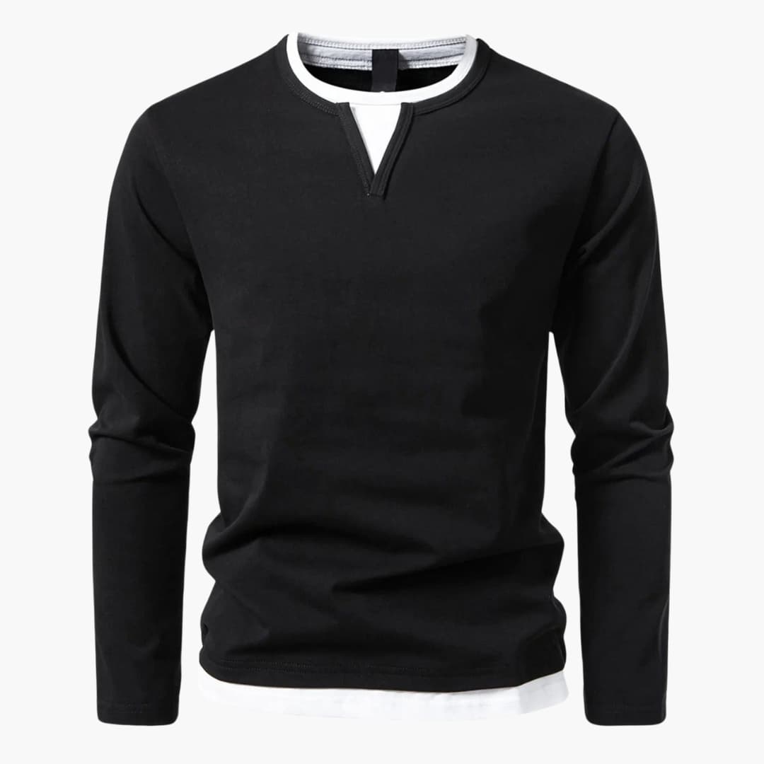 Zweilagiger Pullover mit Kragen für Herren