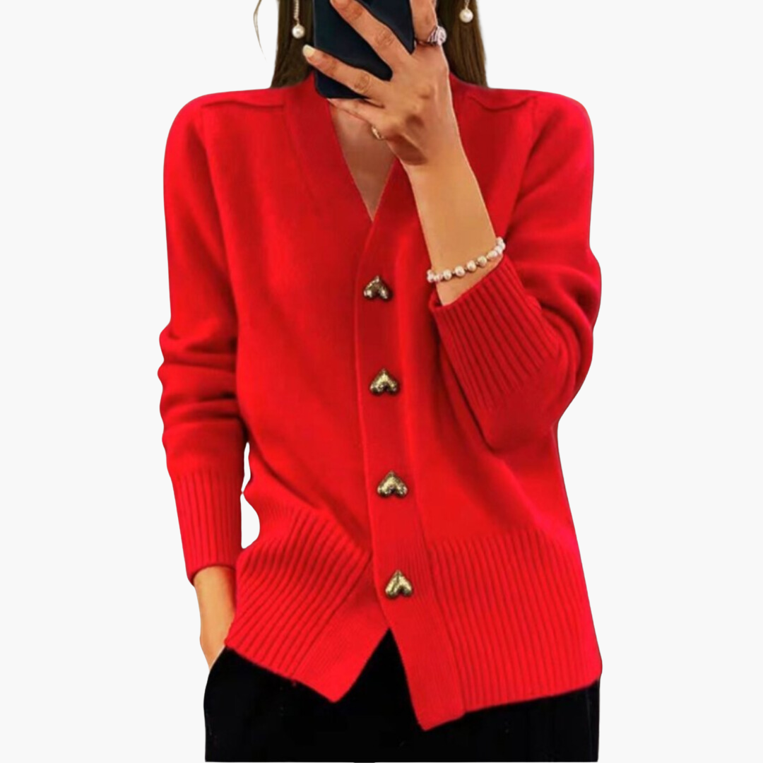 Herzknopf Strickcardigan für Damen