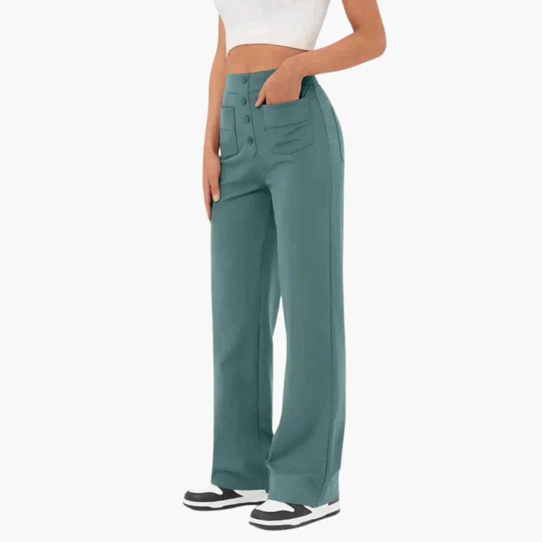 Hohe Taille Stoffhose für Damen