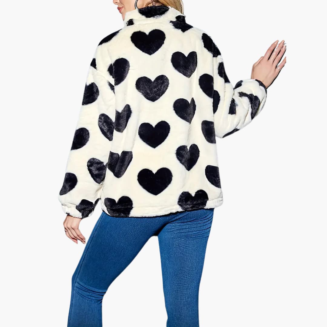 Herzgemusterte Kunstpelzjacket für Damen