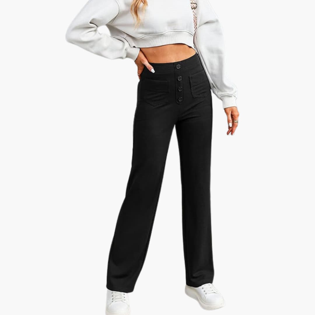 Hohe Taille Stoffhose für Damen