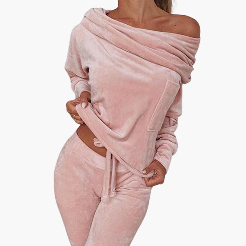 Schulterfreies Zweiteiler Lounge Set für Damen