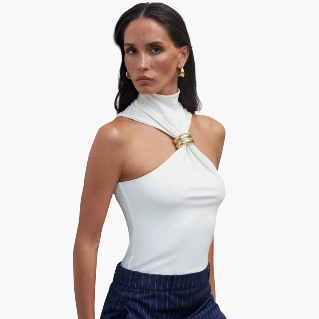 Gold-Akzent Haltertop für Damen