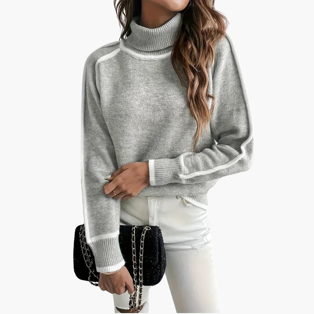 Gestreifter Rollkragenpullover für Damen