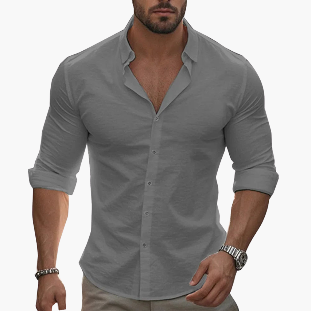 Slim Fit Langarmhemd mit Knöpfen für Herren