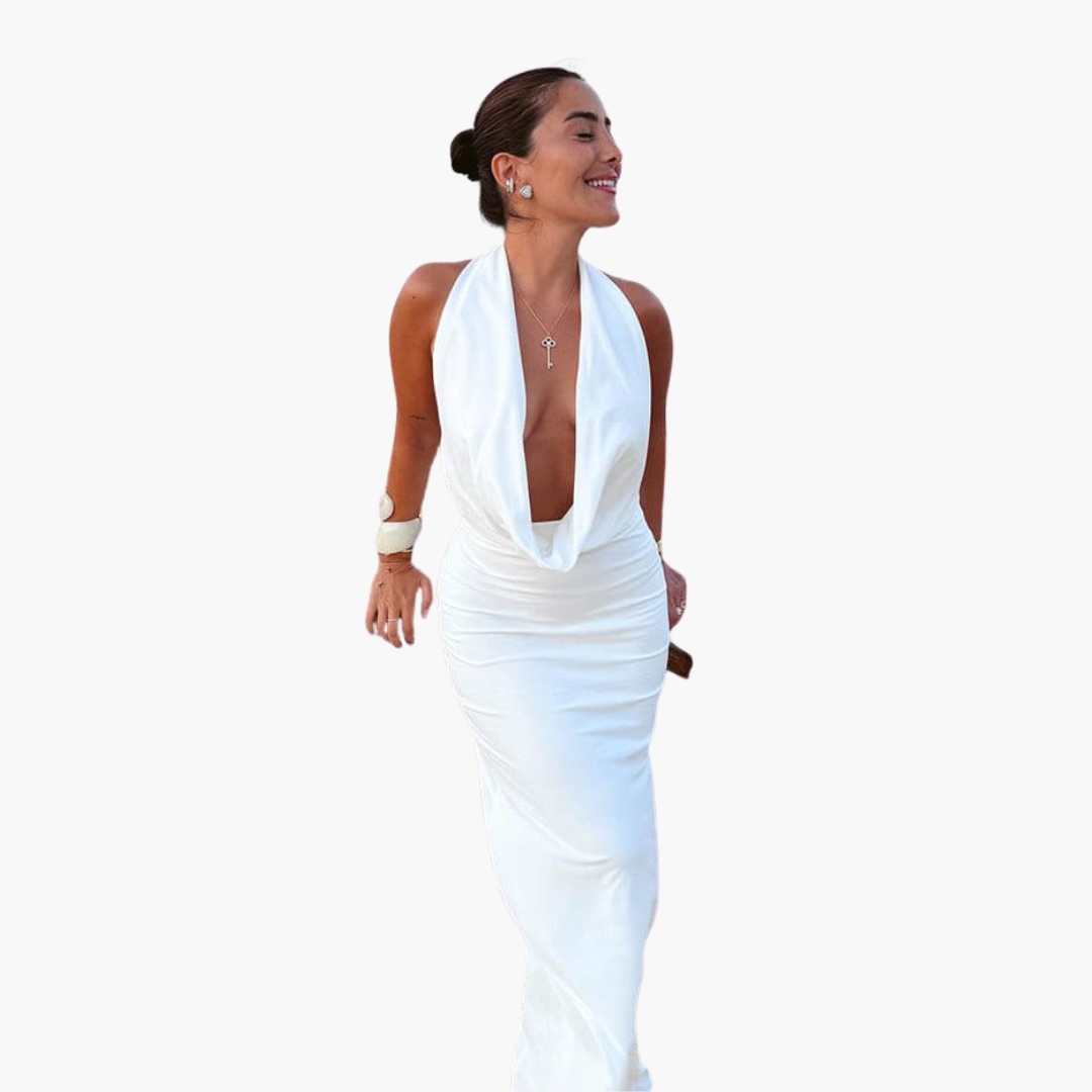 Tiefes V-Ausschnitt Maxikleid für Damen