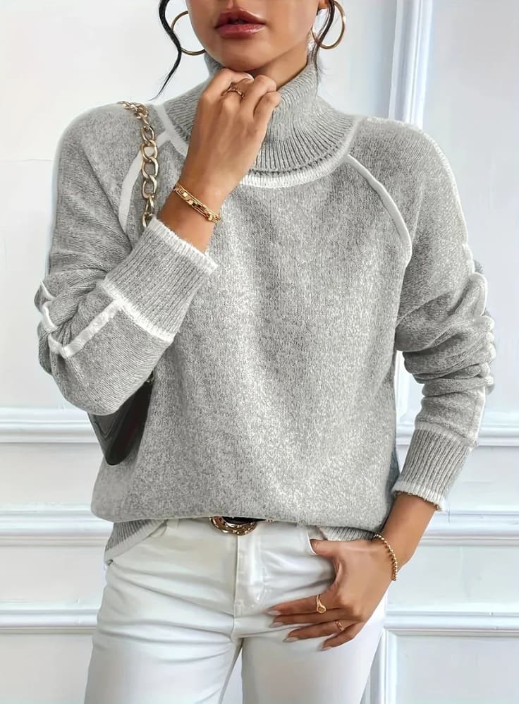 Gerippter Rollkragenpullover für Damen