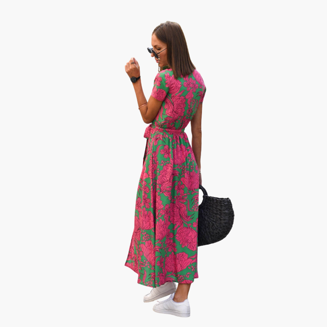 Wickeloptik Midikleid mit Gürtel für Damen