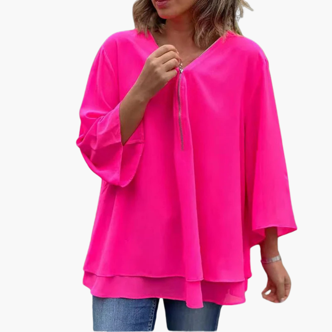 Halbzip V-Ausschnitt Oberteil für Damen