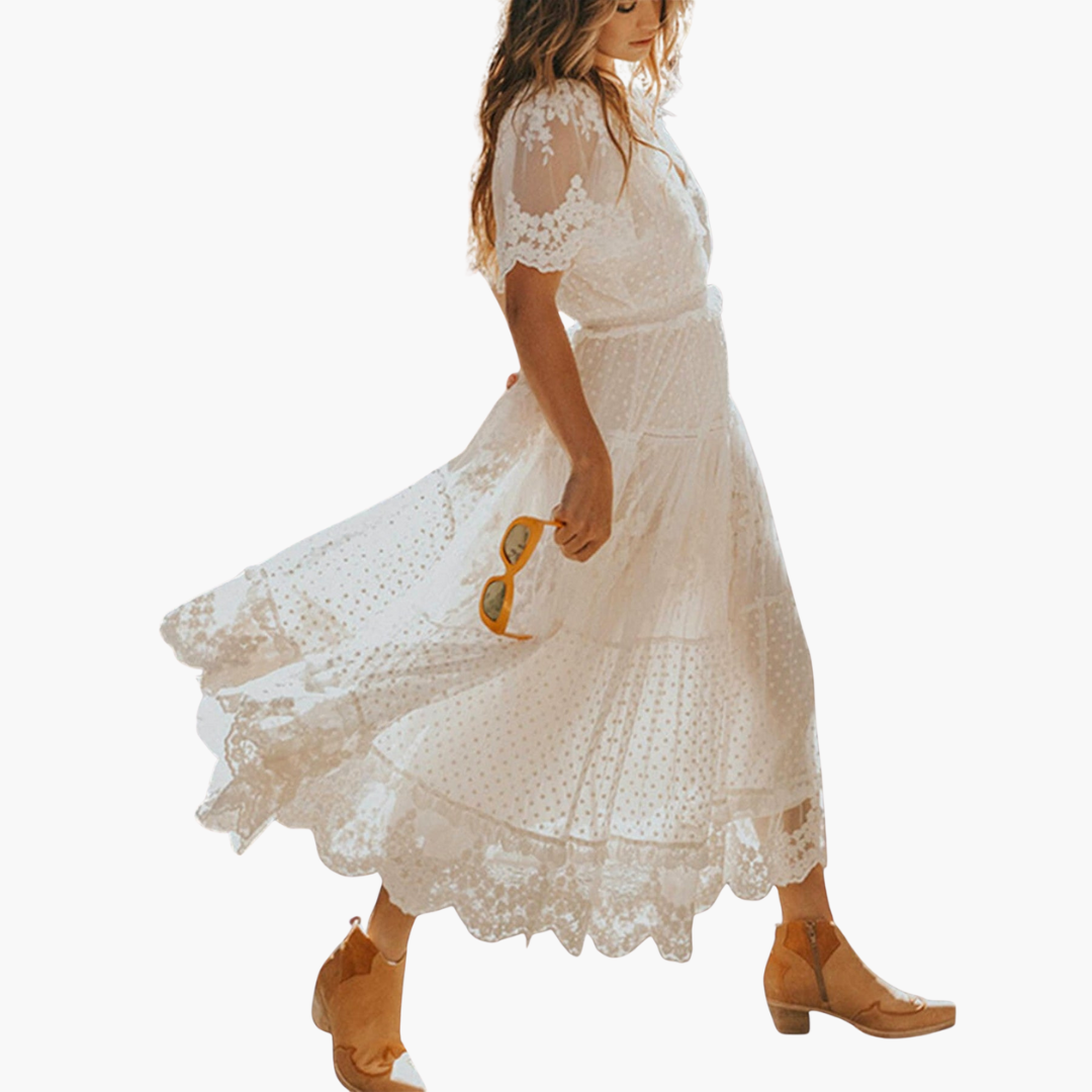Spitzen Akzent Midi Kleid für Damen